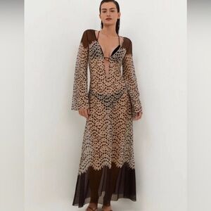 Caroline Constas Lidi Long Cover Up Tunic Beach Swim Cover-up